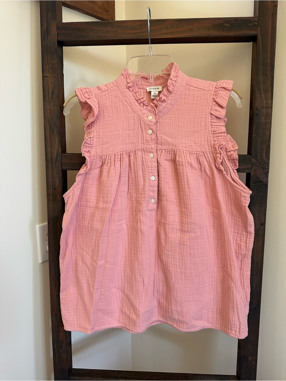 JCrew Pink Ruffle Top